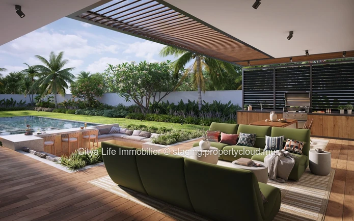 Villa PDS à vendre à Trou aux Biches, 817m² habitables, terrain de 1.368m², 4 chambres, piscine privée. Proche des co...