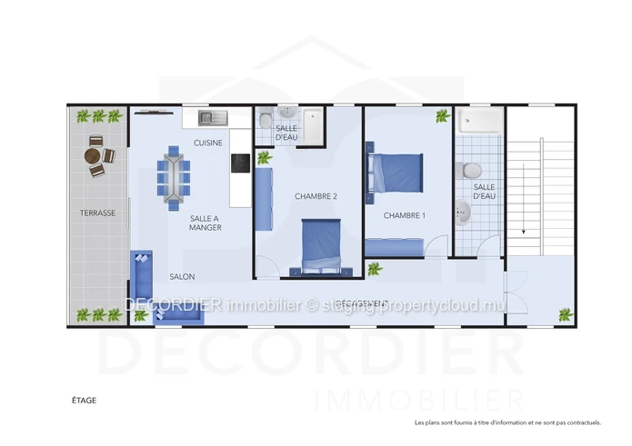 Apartment located on the 2nd floor at 5 minutes walk from the beach