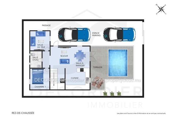 Maison moderne avec piscine privée.