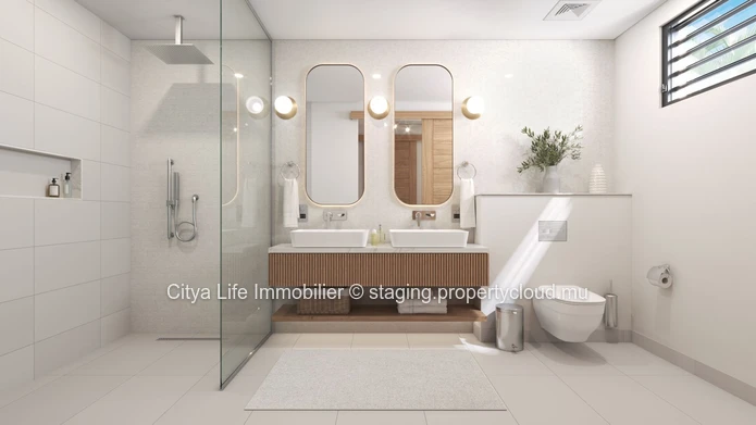 Villa PDS à vendre à Grand Baie, 176m² habitables sur terrain de 401m², 3 chambres, piscine privée. Prix : 680 000 €.