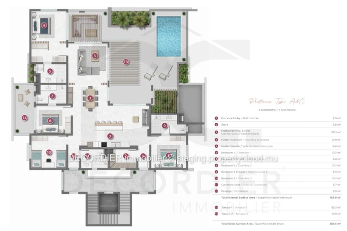 Stunning, modern apartment in Pereybere