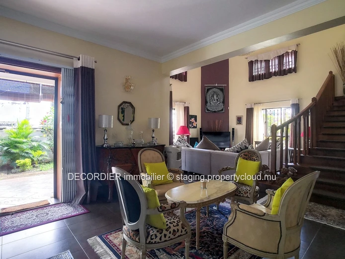 Large detached house with pool and garden with trees