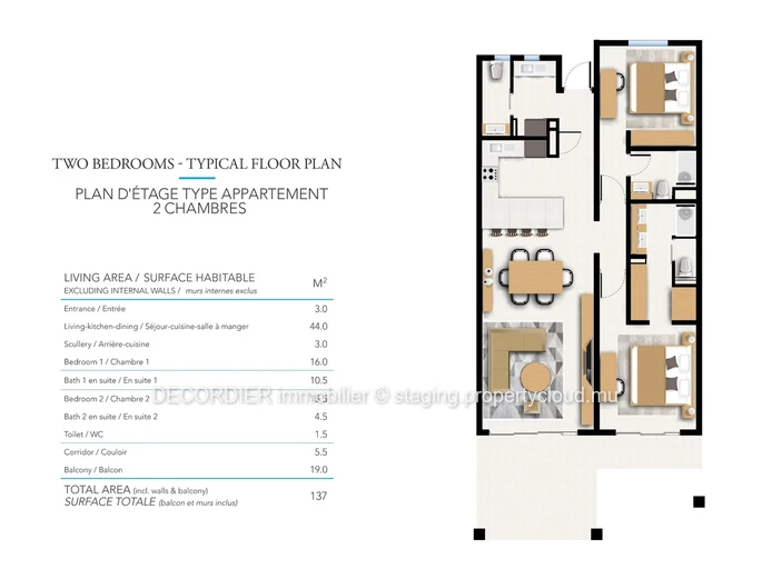 High standing apartments in a secure residence.