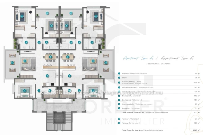 Stunning, modern apartment in Pereybere
