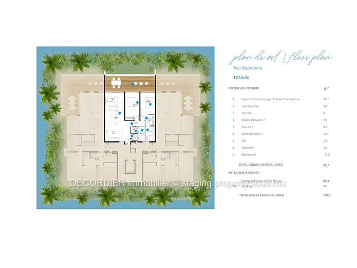 Appartement situé dans une résidence à 3 minutes de la plage