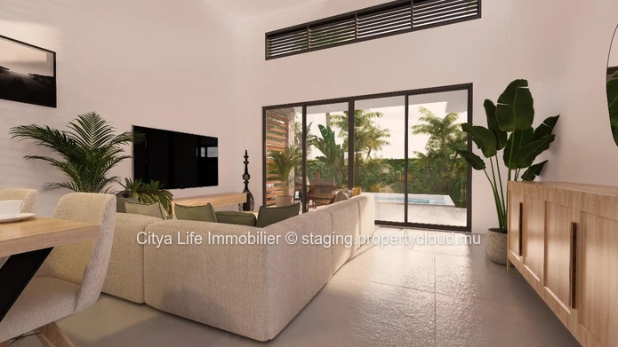Maison à vendre à Trou aux Biches, 170m² habitables sur terrain de 425m², 3 chambres, piscine privée. Prix : Rs.