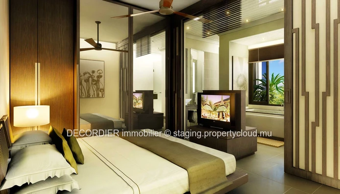 À vendre appartement RES – Grand Baie, appartement luxueux avec vue magnifique sur la piscine.