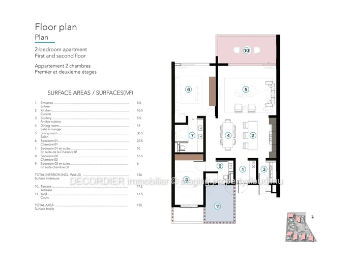 Appartement with beach access and hotel services, accessible to foreigners.