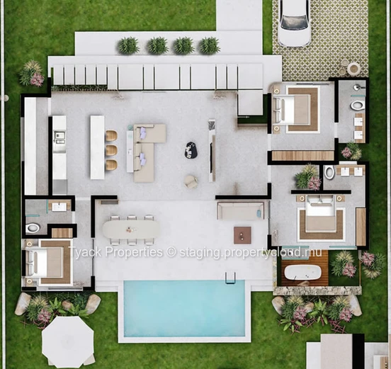 Villa PDS à Vendre à Tamarin – 3 Chambres, Piscine & Jardin