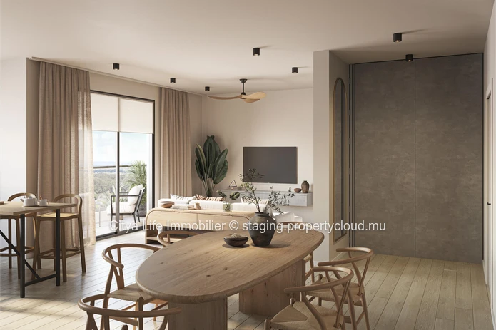 "Modern 2 Bedroom REZ+2 with Communal Pool in Pointe aux Canonniers - Rs"