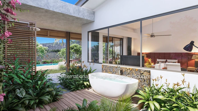 Contemporary villa with spectacular ocean views and infinity pool in Tamarin