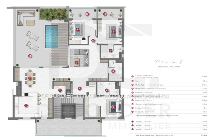 Stunning, modern apartment in Pereybere