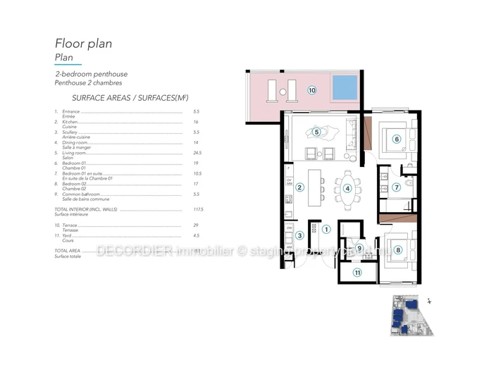 Penthouse with beach access and hotel services, accessible to foreigners.
