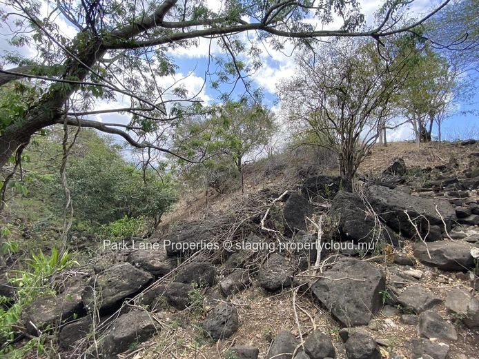Parcelle paisible dans un domaine privé à Tamarin avec rivière et vue sur les montagnes