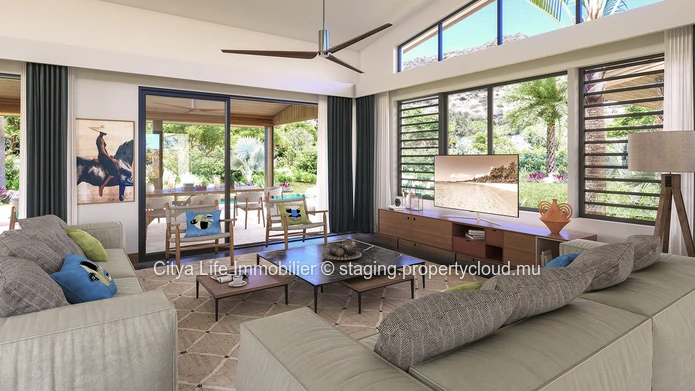 The residence enjoys a magnificent location with panoramic views of the beautiful Tamarin mountains where tranquility...