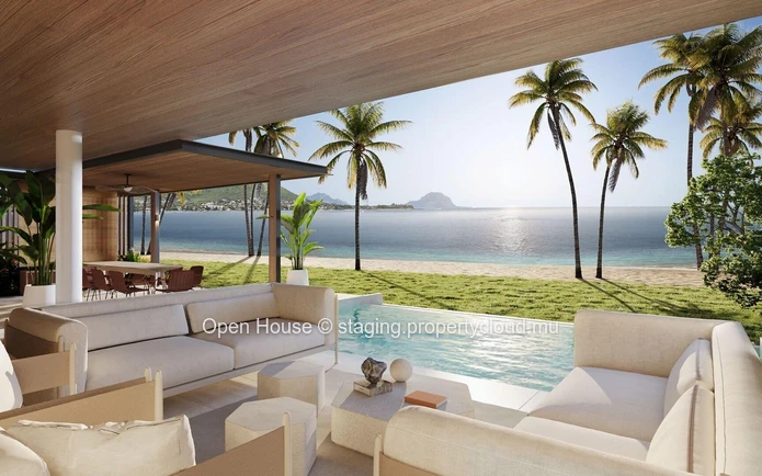VILLA Pieds dans l'eau à Wolmar, Ouest. Surface de 462m², terrain de 1.035m², 4 chambres, piscine privée. Accessible ...