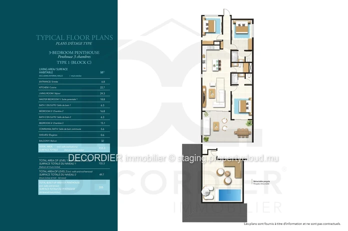 Elegance and Comfort in the Heart of Peyrébère – Penthouse with 2 Suites and Rooftop