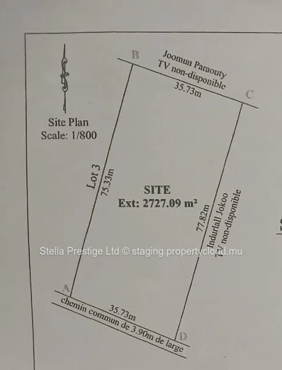 2.727m² Terrain agricole à Sébastopol avec vue sur la montagne et proche de l'école - Seulement Rs!