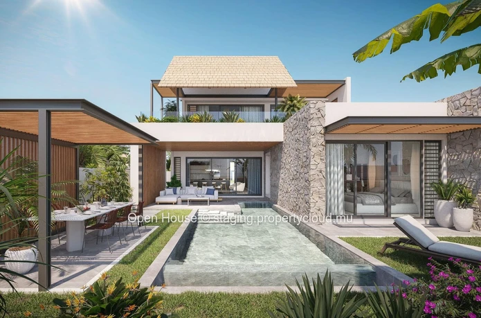 VILLA Pieds dans l'eau à Wolmar, Ouest. Surface de 462m², terrain de 1.035m², 4 chambres, piscine privée. Accessible ...