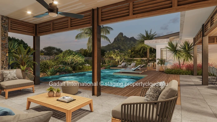 Contemporary villa with spectacular ocean views and infinity pool in Tamarin