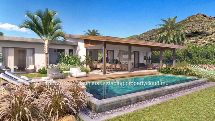 Discover Resort-Style Luxury: Exquisite 3-Bedroom Villa with Stunning Mountain Views in Tamarin