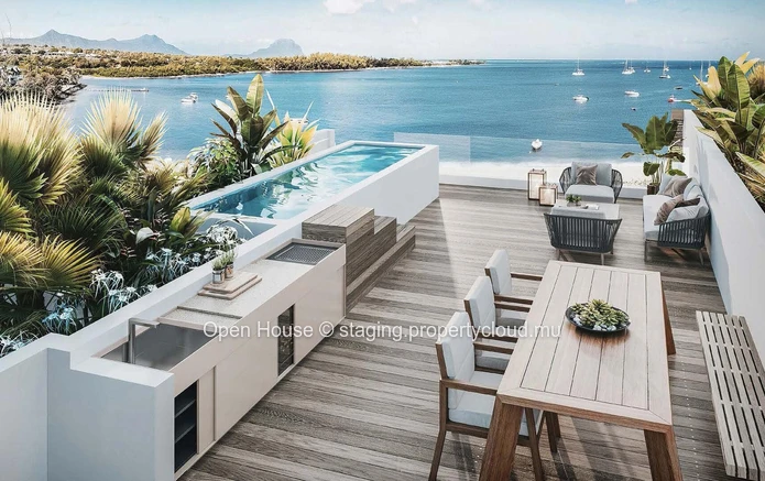 Penthouse R+2 pieds dans l'eau à Rivière Noire - Black River, 116m², 3 chambres, piscine privée, vue mer, spa, proche...