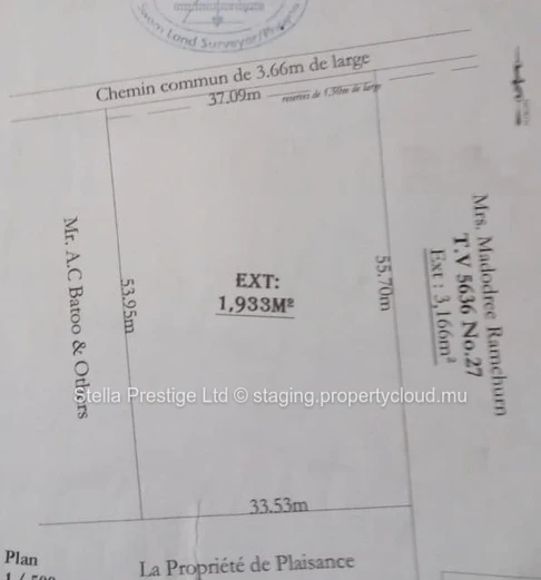Prime Agricultural Land for Sale in Plaisance, Mahébourg - 1.933m² at Rs