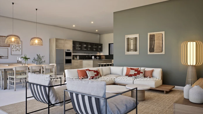 REZ+2 à vendre, Ilot Fortier, Rivière Noire - Black River. 155m², 3 chambres, piscine commune, vue mer, accès mer. Rs.