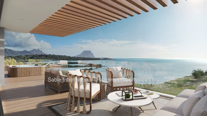 Penthouse 206m² à Black River, 3 chambres, piscine privée, veranda, parking, proche écoles et commerces