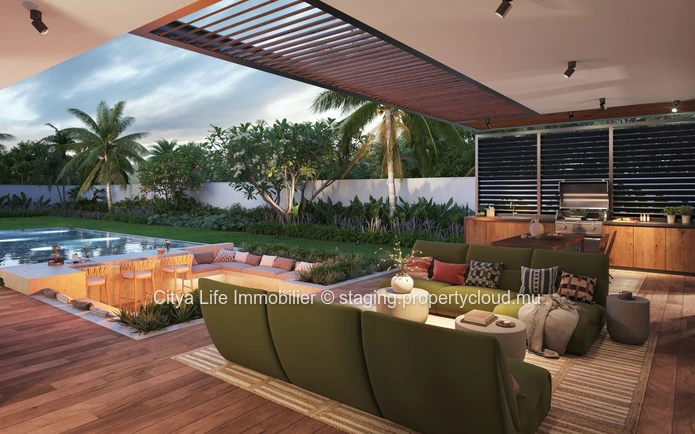Villa PDS à vendre à Trou aux Biches, 817m² habitables, terrain de 1.368m², 4 chambres, piscine privée. Proche des co...