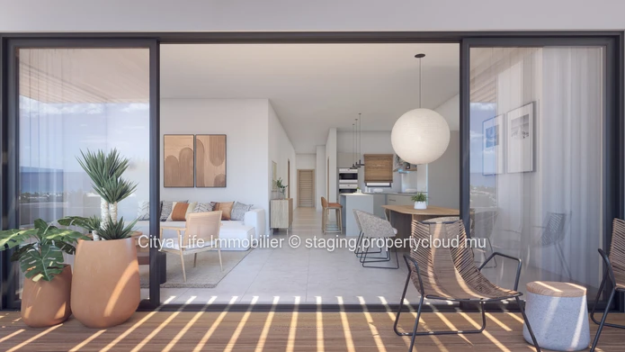 REZ+2 à vendre à Tamarin, Rivière Noire. 155m², 3 chambres, piscine commune, parking. Prix Rs.