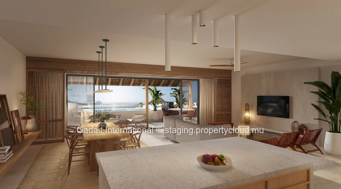 Experience exclusivity with GADAIT International: luxury penthouse with pool, view of Le Morne