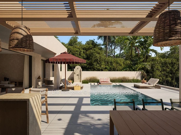 Villa IRS à vendre à Bel Ombre, Sud. Surface habitable 282m², terrain 613m², 3 chambres, piscine privée. Prix €.