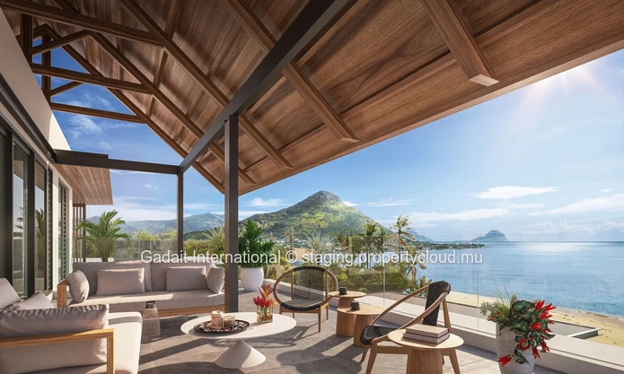 Experience exclusivity with GADAIT International: luxury penthouse with pool, view of Le Morne