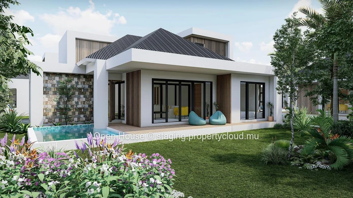 Villa PDS à St Antoine, île Maurice nord. 500m de la mer, 3 chambres, 3 salles d'eau dont Master. Piscine privée. (Mandat exclusif)
