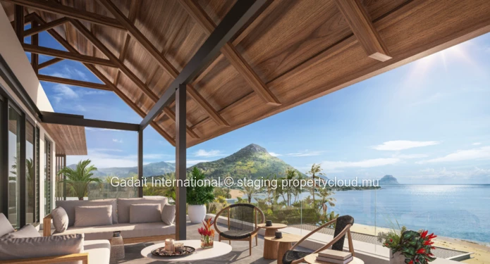 Villa pieds dans l'eau à Wolmar – Face au Morne, vue mer & coucher de soleil – Île Maurice