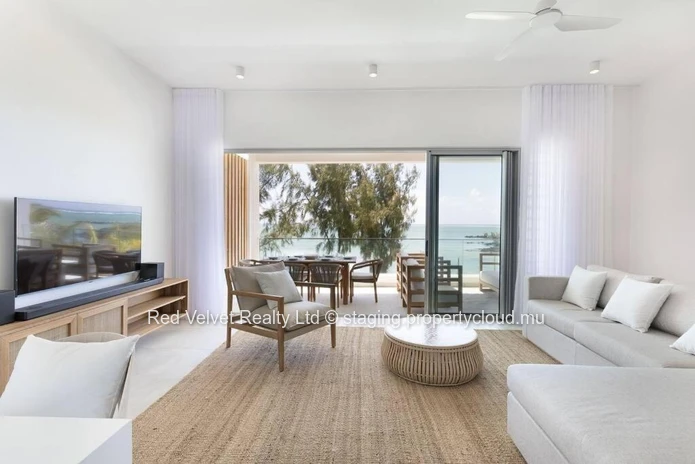 Beachfront 3-Bedroom Apartment for Rent in Grand Gaube | Private Beach Access