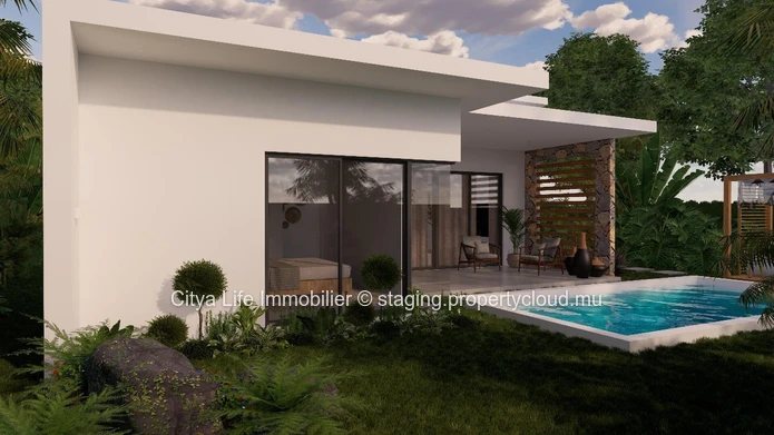 Maison à vendre à Trou aux Biches, 170m² habitables sur terrain de 425m², 3 chambres, piscine privée. Prix : Rs.