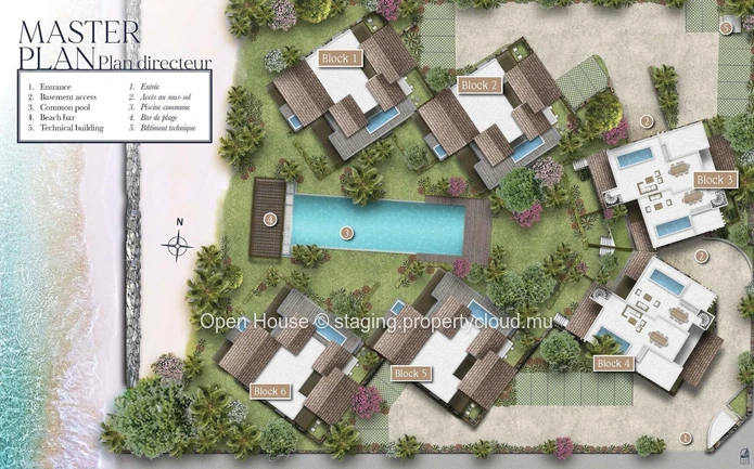 Penthouse R+2 pieds dans l'eau à Rivière Noire - Black River, 116m², 3 chambres, piscine privée, vue mer, spa, proche...