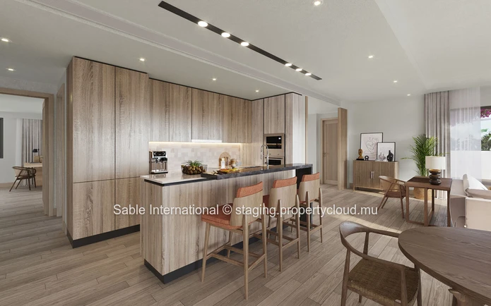 Penthouse 206m² à Black River, 3 chambres, piscine privée, veranda, parking, proche écoles et commerces