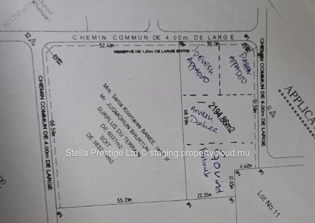 "Prime Residential Land in Trois Boutiques, Rose Belle Area - 791m² - Rs 3.5M"