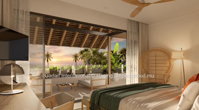 Villa pieds dans l'eau à Wolmar – Face au Morne, vue mer & coucher de soleil – Île Maurice