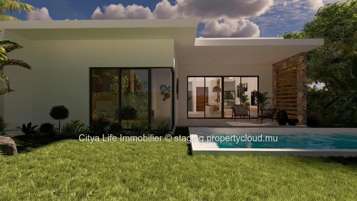 Maison à vendre à Trou aux Biches, 170m² habitables sur terrain de 425m², 3 chambres, piscine privée. Prix : Rs.