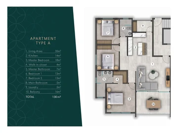 Appartement de 3 Chambres