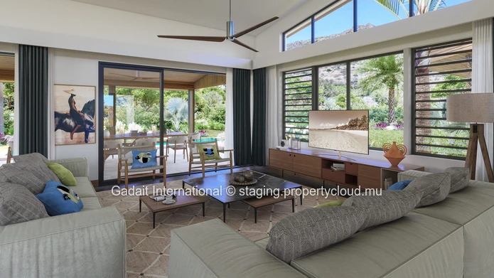 Contemporary villa with spectacular ocean views and infinity pool in Tamarin