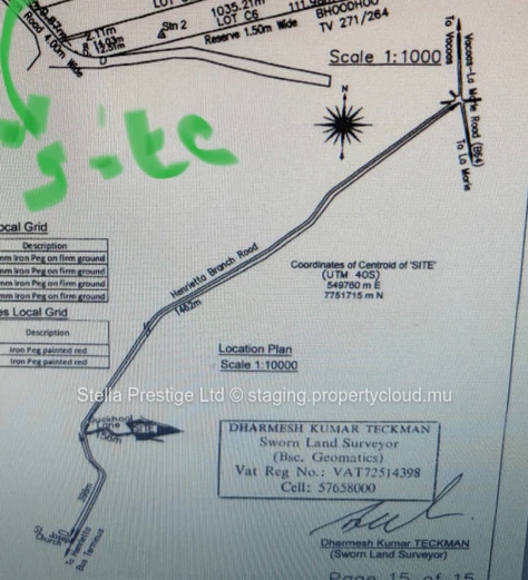 "Prime Residential Land in Henrietta, Vacoas-Phoenix Area - 1.035m² for Rs"