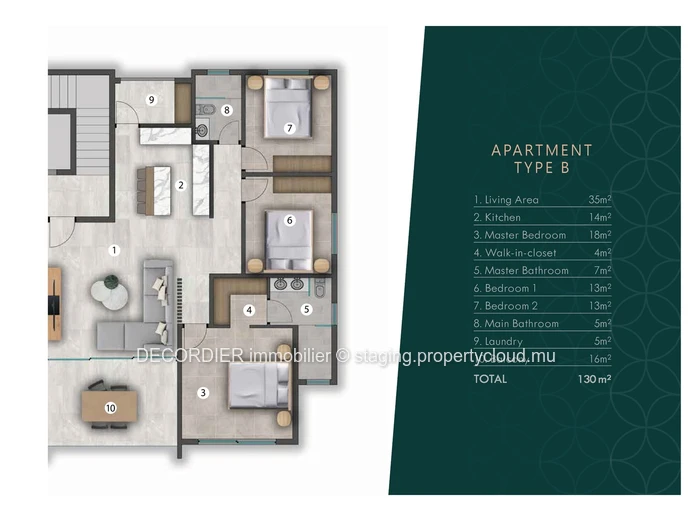 Vaste appartement avec rooftop à Grand Baie