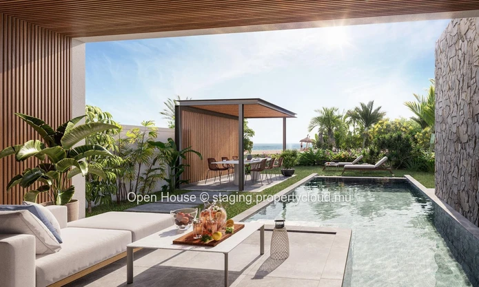 VILLA Pieds dans l'eau à Wolmar, Ouest. Surface de 462m², terrain de 1.035m², 4 chambres, piscine privée. Accessible ...