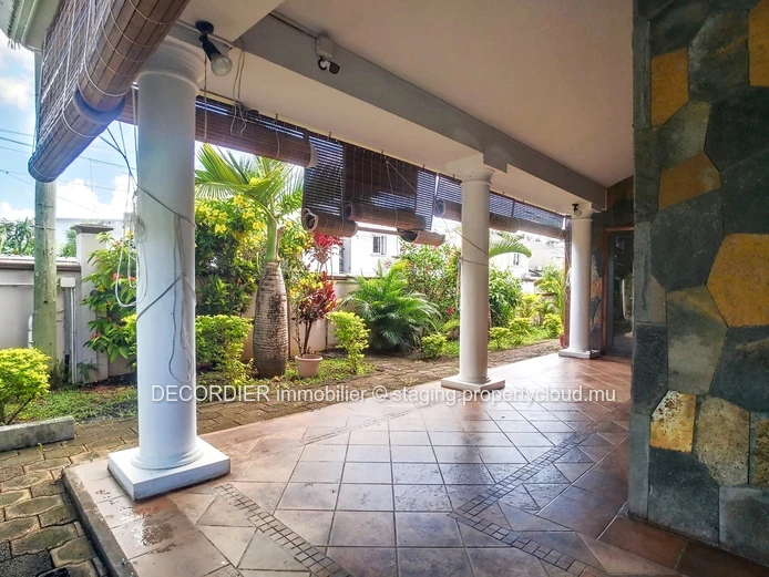 Large detached house with pool and garden with trees