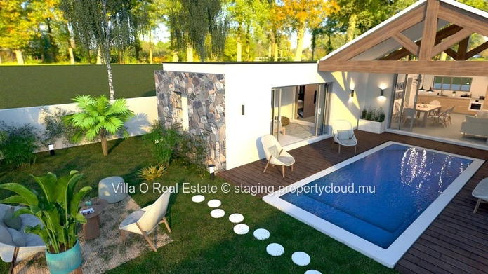 In a small residential area, charming single-storey house with pool and garden view, enclosed by a stone wall, in the...